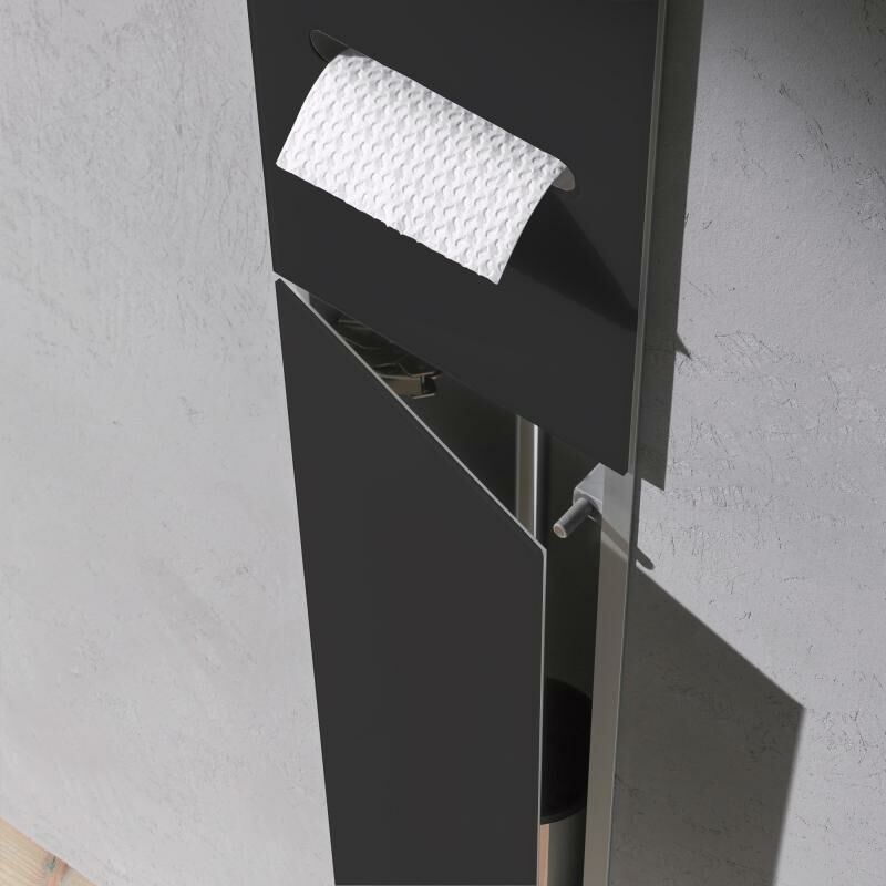 Emco Asiseuro 2.0 rasante soporte para papel cristal negro instalación armario puerta bisagra derecha – 975427551 wc modelo empotrado portarrollos 1 con ranura la