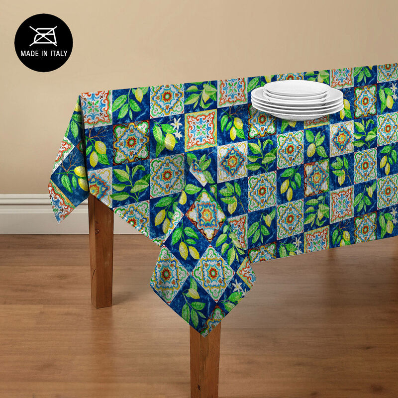 Dmora Tischdecke mit Digitaldruck, 100% Made in Italy Rutschfeste Tischdecke  für Esszimmer, waschbar und schmutzabweisend