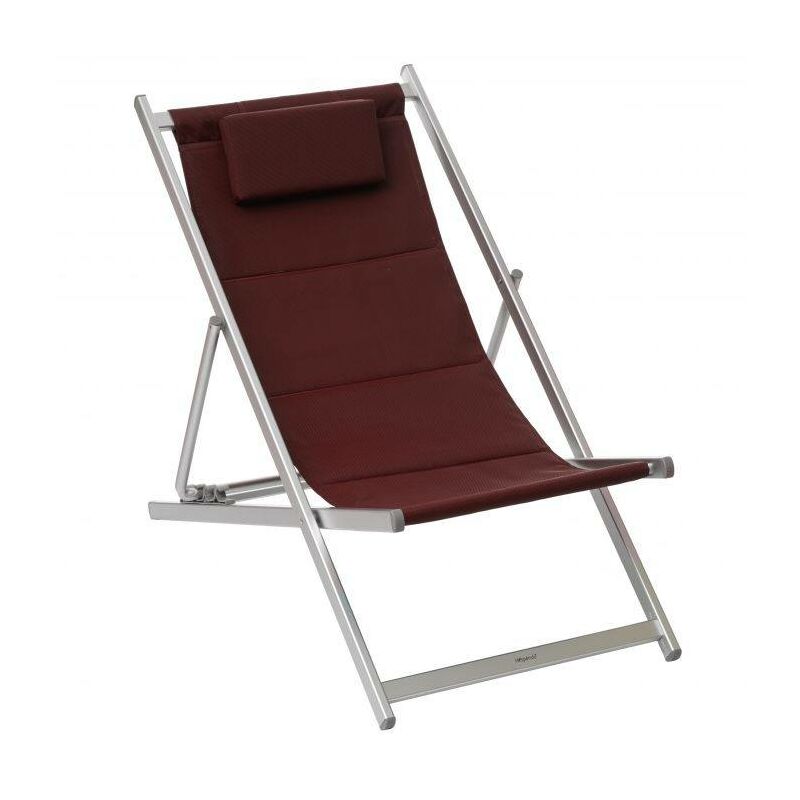 Dmora Klappbarer Liegestuhl aus Aluminium, bordeauxrot, 61 x 109 x h99 cm