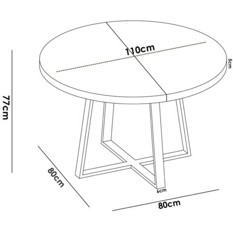Dmora - Ausziehbarer-Tisch Dazz, runde ausziehbare Konsole, ovaler Mehrzweck-Esstisch, 110/158 x 110 x 77 cm, Nodi-Eiche