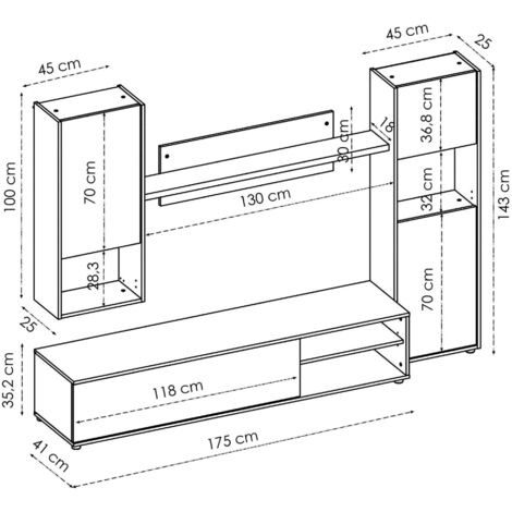 Produktbild von AUVYI TV-Wandschrank Räuchereiche 100x30x30 Cm Holzwerkstoff Kitchen Cabinet Fernseher Schrank Wohnwand Modern Hängeschrank Wohnzimmer Lowboard Nachttisch Holz Aufbewahrungsschrank