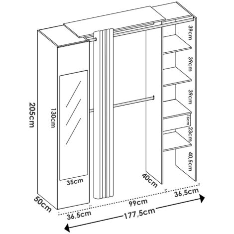 Dmora - Kleiderschrank Dmancin, Struktur für begehbaren Kleiderschrank ...