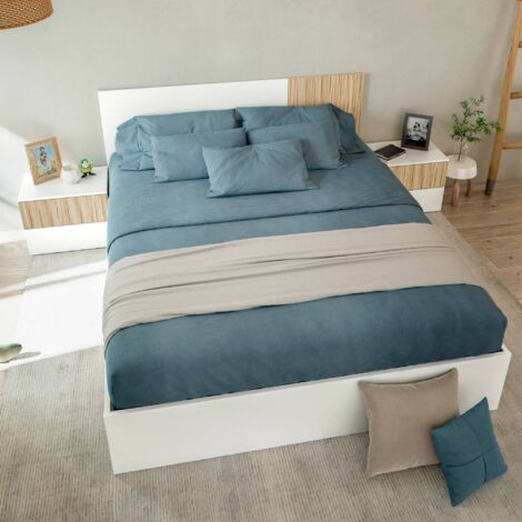 Dmora - Doppelbett Dors, Doppelbettrahmen, Struktur für Schlafzimmer geeignet für Matratze 190x160, 166 x 196 x 40