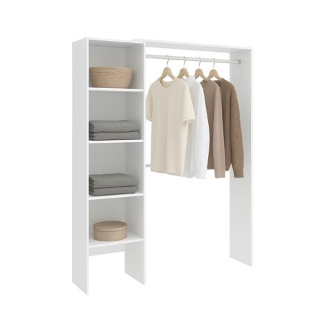Dmora - Kleiderschrank Dgolett, Struktur für begehbaren Kleiderschrank, offene Garderobe, 140 x 40 x 187 cm, Weiß