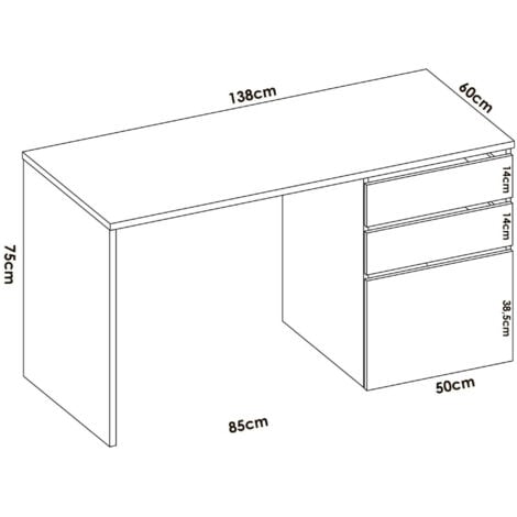 Dmora - Schreibtisch Lagoni, Mehrzweckschreibtisch für Büro oder Schlafzimmer, linearer Arbeitstisch mit 2 Schubladen und 1 Tür, 139 x 60 x 75 cm, Weiß