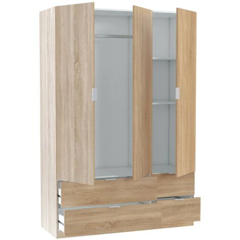 Dmora Kleiderschrank Lansing Mit 2 Schiebetüren – 100x50x200 Cm, Eiche-Optik, Mit Montagesatz