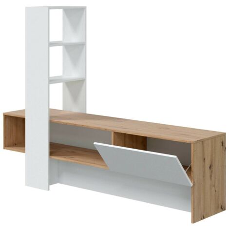 HOMCOM TV-Schrank 80x40x40cm - Moderner Fernsehständer Mit Rollen & Regalen