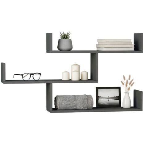 Dmora Urania Wandregal 123x22x81 Cm Anthrazit – Mehrzweckregal Aus Melamin Für Bücher & Deko