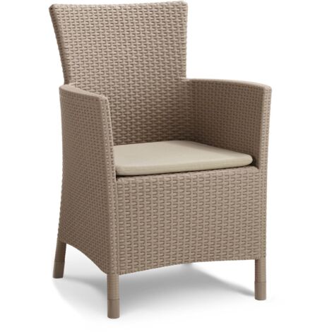 Dmora - Outdoor-Sessel Steinbach, Gartensessel, Loungesessel für außen, Bequemer Stuhl für den Garten, 62x60 h89 cm, Taube