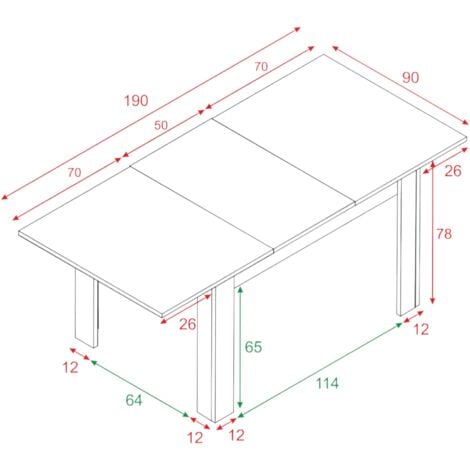 Dmora Ausziehbarer Tisch Midland, Ausziehbarer Esstisch, Ausziehbarer Esstisch mit Verlängerung, cm 140/190x90h78, Eiche