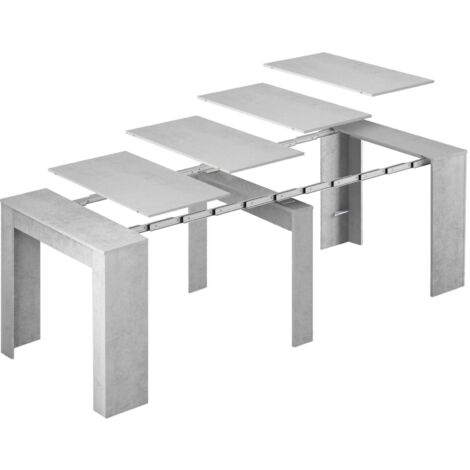 Dmora Konsolentisch Compton, Ausziehbarer Esstisch, Tisch mit Mehrzweckverlängerungen, die auf bis zu 10 Sitzplätze erweitert werden können, cm 51/237x90h78, Beton