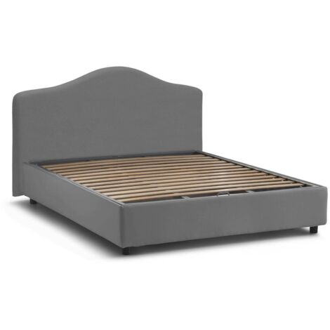 Talamo Italia Container Doppelbett Claudia, Made in Italy, Bett mit Stoffbezug, Frontöffnung, passend für Matratze 160×190 cm, Grau – Grigio