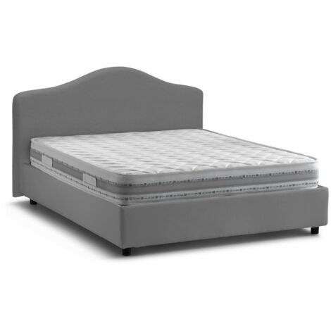 Talamo Italia Container Doppelbett Claudia, Made in Italy, Bett mit Stoffbezug, Frontöffnung, inklusive Matratze 160x190 cm, Grau - Grigio