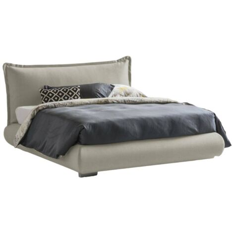 Talamo Italia Doppelbett Ilenia, Staubett mit Stoffbezug und Kopfteil, 100% Made in Italy, Frontöffnung, passend für Matratze 160x190 cm, Beige (1/5)