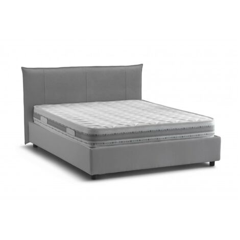 Talamo Italia Alice Doppelbett mit Container, Made in Italy, Bett mit Stoffbezug, Frontöffnung, inklusive 160×190 cm Matratze, Grau – Grigio