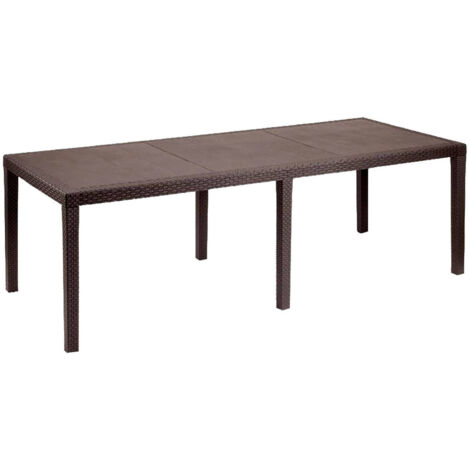 Gartentisch Roma, Rechteckiger ausziehbarer Esstisch, ausziehbarer Gartentisch in Rattan-Optik, 100 % Made in Italy, Cm 150x90h72, Braun