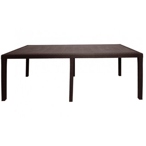 Gartentisch Roma, Rechteckiger ausziehbarer Esstisch, ausziehbarer Gartentisch in Rattan-Optik, 100 % Made in Italy, Cm 150x90h72, Braun