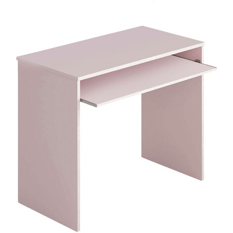 Dmora Schreibtisch Dayton, Schreibtisch mit Regal, PC-Halter Arbeitstisch für Büro oder Schlafzimmer, Schreibtisch, cm 90x54h79, Rosa
