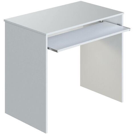 Dmora Schreibtisch Dayton, Schreibtisch mit Regal, PC-Halter Arbeitstisch für Büro oder Schlafzimmer, Schreibtisch, cm 90x54h79, Weiß