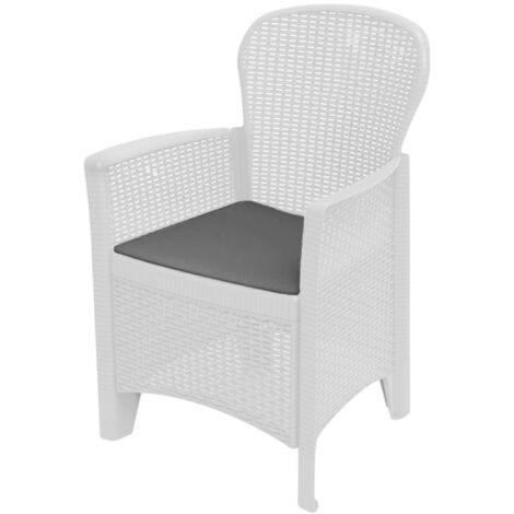 Dmora Gartenstuhl Como, Gartensitz, Gartensessel in Rattan-Optik, 100 % Made in Italy, Cm 60x58h89, weiß