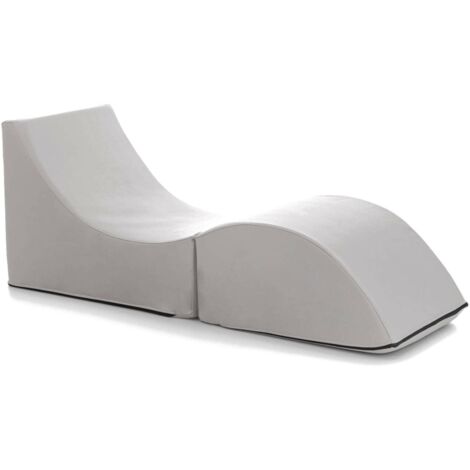 Talamo Italia Klappbett Andreina, Puff umwandelbar in Einzelbett, 100% Made in Italy, Puff, umwandelbar in eine Chaiselongue aus Kunstleder, Cm 130x50h50, Weiß