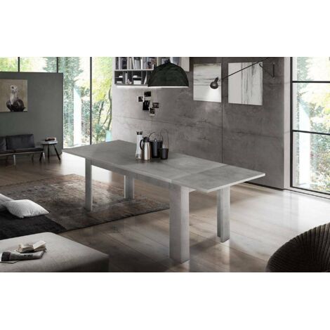 Dmora Ausziehbarer Esstisch, Made in Italy, Moderner Tisch mit Verlängerungen, Ausziehbare Konsole, 140 / 190x90h75 cm, Farbe Aschgrau