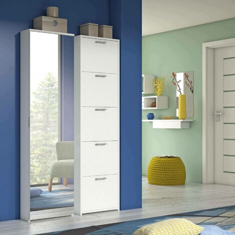 Wand-Garderobe JANA mit Spiegel & Schuhschrank Spanplatte weiß Moderne 
