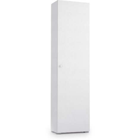 Dmora Mehrzweckschrank Fiordaliso, Linearschrank mit 1 Tür und 7 Einlegeböden, Eingangs - oder Badezimmersäule, Modernes Schuhregal, 100% Made in Italy, Cm 50x30h182, Weiß (1/5)