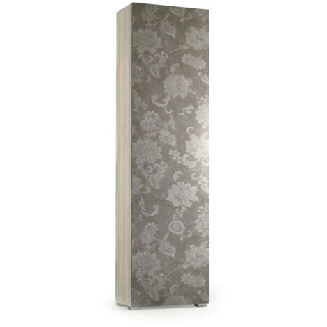 Dmora Mehrzweckschrank Fiordaliso, Linearschrank mit 1 Tür und 7 Einlegeböden, Eingangs - oder Badezimmersäule, Modernes Schuhregal, 100% Made in Italy, Cm 50x30h182, Ulme und Fantasie (1/5)