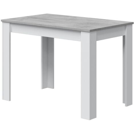 Dmora Fester Tisch Lowell, Esszimmertisch, Moderner Konsolentisch für  Wohnzimmer oder Küche, cm 109x67x78, Weiß und Zement