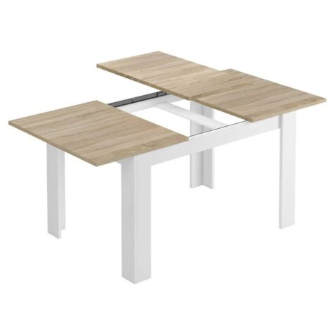 Ausziehbarer Tisch Midland, Ausziehbarer Esstisch, Ausziehbarer Esstisch mit Verlängerung, cm 140/190x90h78, Eiche und Weiß