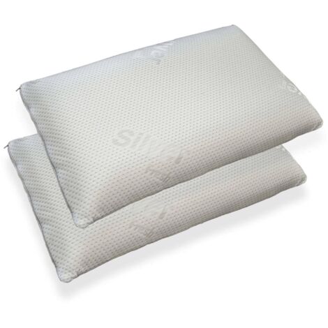 Talamo Italia Kissen Cancro,Ergonomisches "Seifen"-Kissen aus Memory Foam, 100 % Made in Italy, hypoallergen und atmungsaktiv, cm 71x41xh13, 2er-Set
