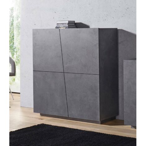 Dmora Kommode Loris 4-türig - Made In Italy Sideboard 220cm Anthrazit/Ahorn