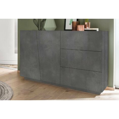 Dmora Kommode Loris 4-türig - Küchen Sideboard Made In Italy 220x45x86cm Anthrazit/Ahorn