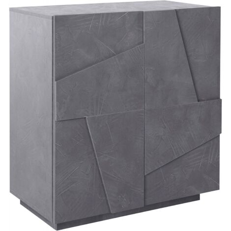 Dmora - Kommode Dmalcui, Küchen-Sideboard mit 2 Türen, Wohnzimmer-Buffet, 100% Made in Italy, cm 81x44h86, Schiefer