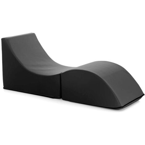 Dmora - Klappbett Dabaz, Puff umwandelbar in Einzelbett, 100% Made in Italy, Puff, umwandelbar in eine Chaiselongue aus Kunstleder, Cm 130x50h50, Schwarz (1/5)