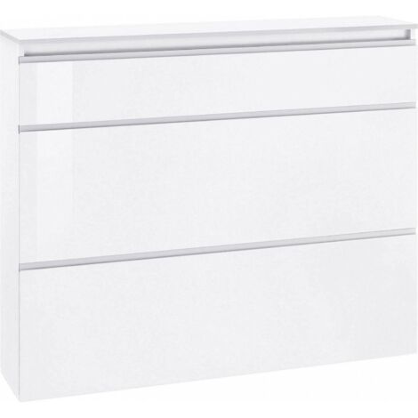 Dmora - Schuhschrank Dlukak, Mehrzweckschrank mit 2 Türen und 1 Klapptür, Eingangsschuhregal, 100 % Made in Italy, cm 120x27h108, glänzend weiß