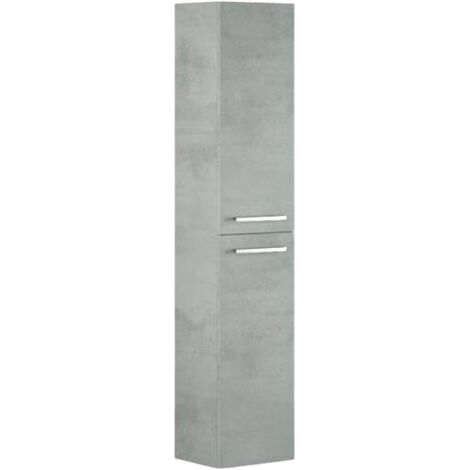 Dmora - Badezimmersäule Dabado, Säulenschrank für Badezimmer mit 2 Türen, Hängeschrank mit 2 Einlegeböden, 30x25h150 cm, Betongrau