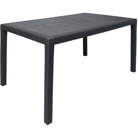 Dmora - Gartentisch Dmachac, Rechteckiger Esstisch, Mehrzweck-Gartentisch in Rattan-Optik, 100 % Made in Italy, 150x90h72 cm, Anthrazit