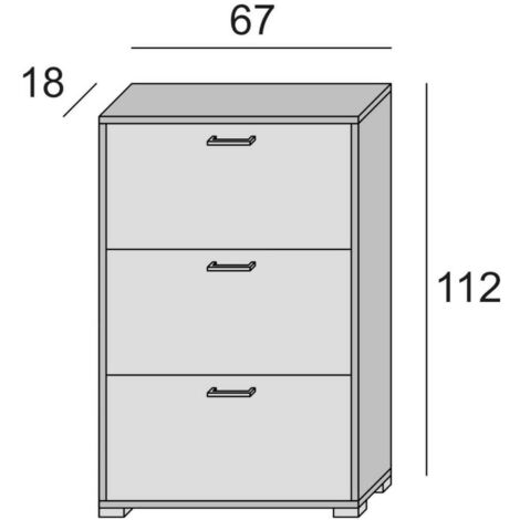 Dmora - Schuhregal Dferrari, Mehrzweck - Eingangsmöbel mit 3 Klapptüren,  Moderner Schuhschrank, 100% Made in Italy, 67x18h112 cm, Weiß