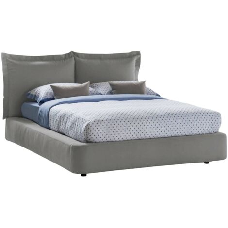 Dmora - Doppelbett Dbonn, Containerbett mit Stoffbespannung, 100% Made in Italy, Frontöffnung, passend für Matratze 160x190 cm, Grau (1/5)