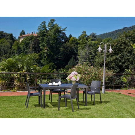 Gartentisch Imola, Feststehender rechteckiger Tisch, Mehrzweck-Gartentisch  in Rattan-Optik, 100 % Made in Italy, Cm