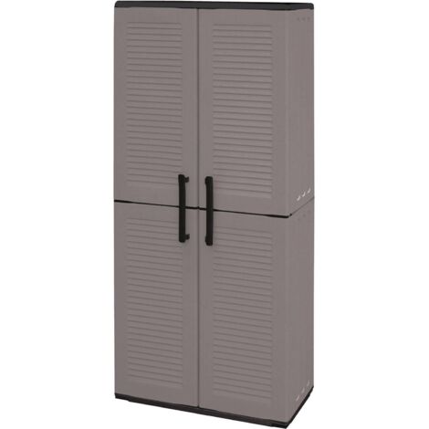 Dmora Mehrzweckschrank für den Außen oder Innenbereich, Schrank mit 2 Türen und 3 verstellbaren Einlegeböden aus Polypropylen, 100% Made in Italy, 68x37h163 cm, Farbe Grau