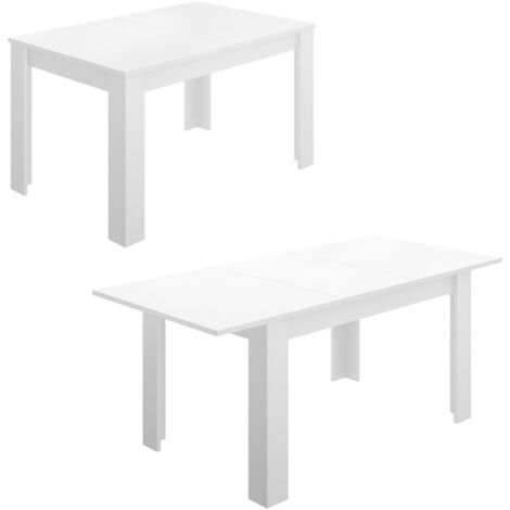 Ausziehbarer Tisch Midland, Ausziehbarer Esstisch, Ausziehbarer Esstisch mit Verlängerung, cm 140/190x90h78, Glänzend weiß