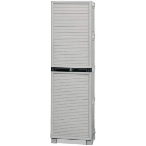 Dmora Mehrzweckschrank für den Außen und Innenbereich, 1 türiges Schrank und 3 Polypropylen Regale, 100% Made in Italy, 50x39h172 cm, hellgraue Farbe