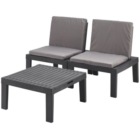 Dmora - Outdoor-Lounge-Set Dbaggi, Gartenset mit 2 Sitzen mit Rückenlehne und einem Multifunktionsmodul, Sitzecke mit Kissen, 100 % Made in Italy, Weiß (1/5)