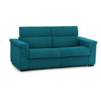 Dmora - 2-Sitzer Schlafsofa Biscossi, Schlafsofa fürs Wohnzimmer, gepolstert, abnehmbar, 100 % Made in Italy-Qualität, 205x95 h100 cm, Hellblau