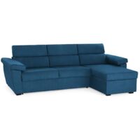 Dmora - Sofa mit Halbinsel Ceto, Ecksofa für Wohnzimmer, gepolstert, abnehmbarer Bezug, 100 % Made in Italy-Qualität, 285x160 h100 cm, Blau