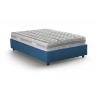 Talamo Italia Doppelbett Dana, Containerbett mit Stoffbespannung, 100% Made in Italy, Frontöffnung, inklusive Matratze 160x190 cm, Blau