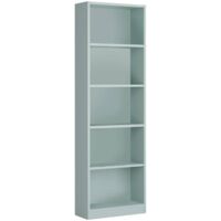 Buchhandlung Pomona, Hohes Bücherregal mit 5 Regalen, Büro- oder Schlafzimmerregal, Modernes Regal mit Fächern, cm 52x25h80, Blaugrün